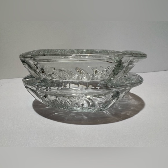 Vintage Glass Ashtray KIG Indonesia Pressed Etched Glass Rose Pattern Lot of 2 - Picture 4 of 14